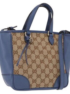 GUCCI GG Canvas Brie Hand Bag Outlet 2way Beige Gold 449241 Auth ka1584